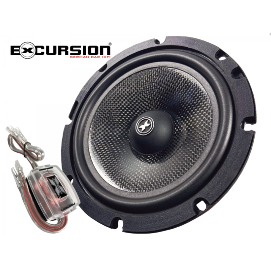 Excursion PX-6M 2 średnio-niskotonowe głośniki samochodowe (mid-woofery) SQ o średnicy 165mm - 2ohm, 120/300W, 88dB, 40-20000Hz, 2 zwrotnice LP, głębo